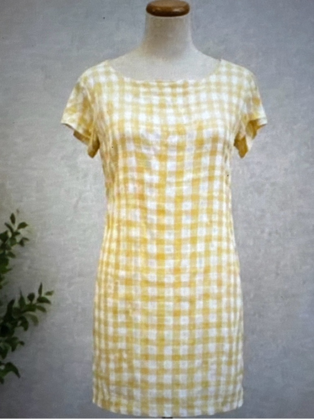 🆕 [Cynthia Rowley] Yellow White Gingham Dress Sz 6 NWT Rayon Summer